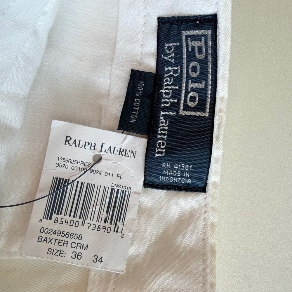 Polo Ralph Lauren Baxter CRM Mens Chinos Cream White Cotton Pants 36x34 NWT - Picture 4 of 10
